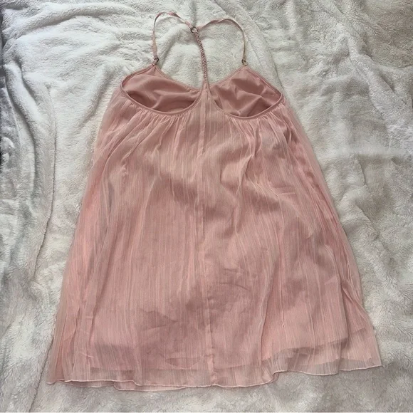 Abercrombie & Fitch Pink Pleated Swing Mini Dress Racerback Cocktail Party Mediu - Picture 3 of 10